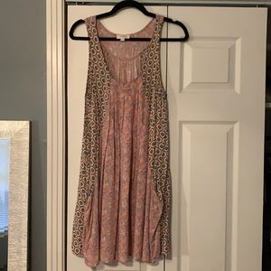 Pink/peach floral flowy dress with pockets
